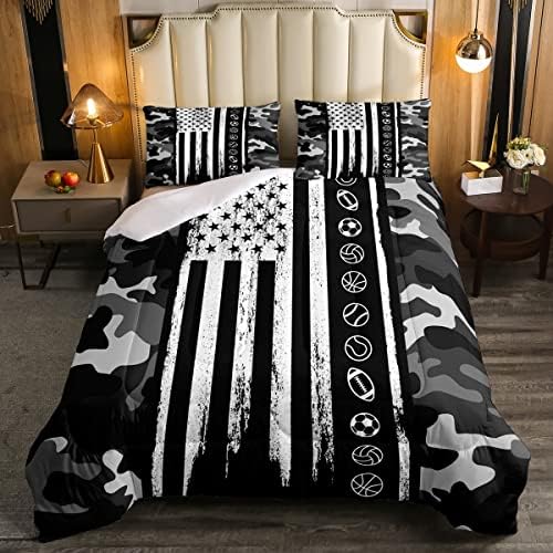 Boys Camo American Flag Comforter Set 