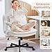 FanciSpot Cross Legged Office Chair with Wheels and Adjustable Flip-Arms, Criss Cross Desk Chair with Thick Cushion, Wide Seat Office Chair for Home Office, Apartment, Bedroom, Beige
