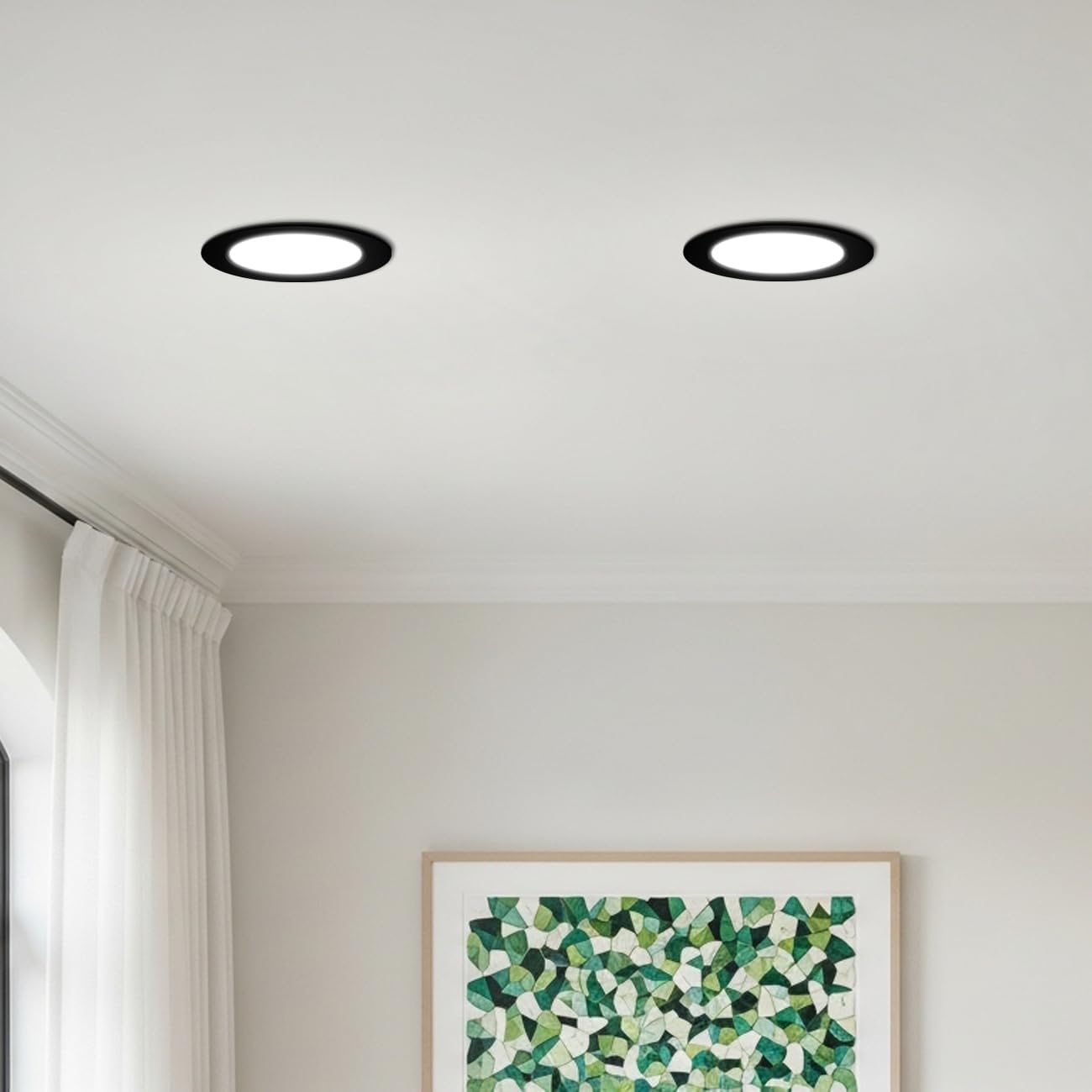 ANWIO Recessed Lighting 6 Inch Black, 5CCT 9W 1000LM Flat Retrofit LED Recessed Lights Can Needs, 2700/3000/4000/5000/6000K Selectable Can Lights CRI 80+ Dimmable E26 Base IC Rated & ETL 5 Pack - Image 4