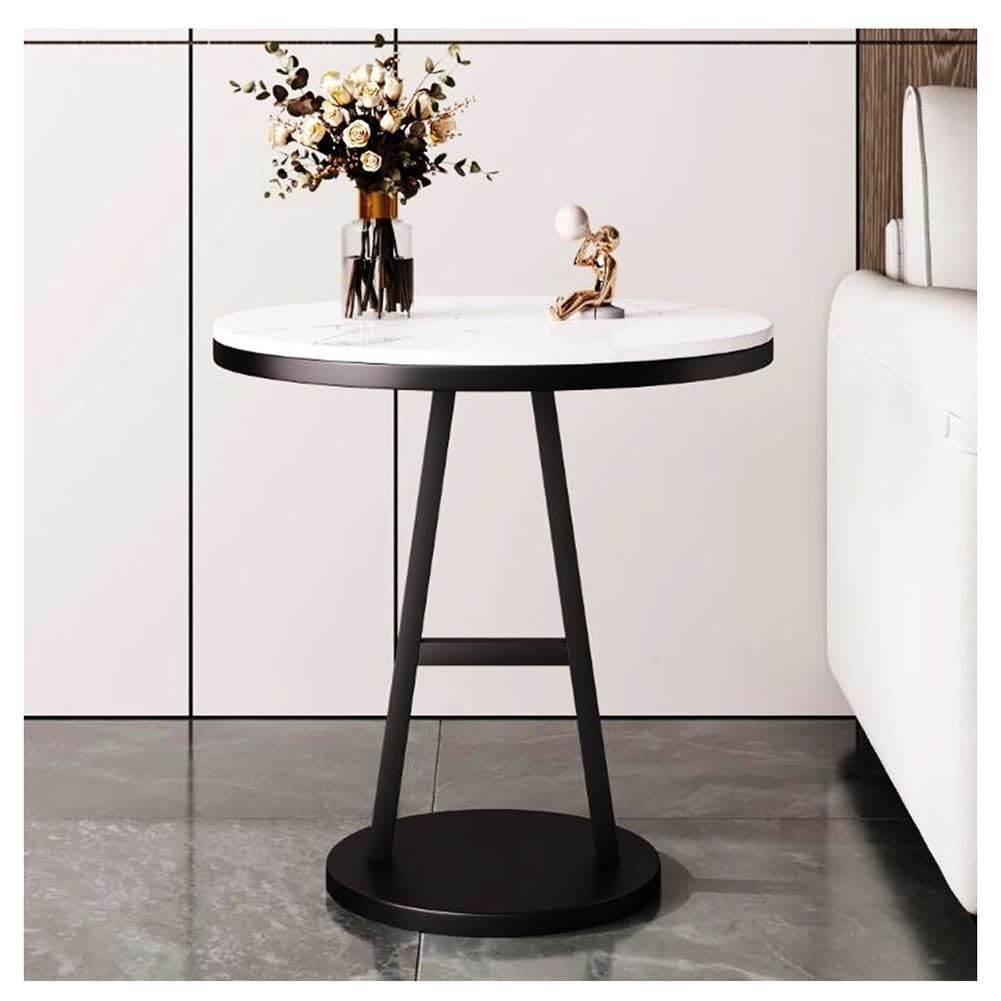 Table d'appoint en marbre 60x60cm avec pieds en métal noir pour salon et café