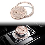 AULPEE Gear Shift Knob Cover Modification Bling Crystal Shiny Diamond Decal Compatible with XE XF XJ F-Type F-PACE Accessories(JG Gold)