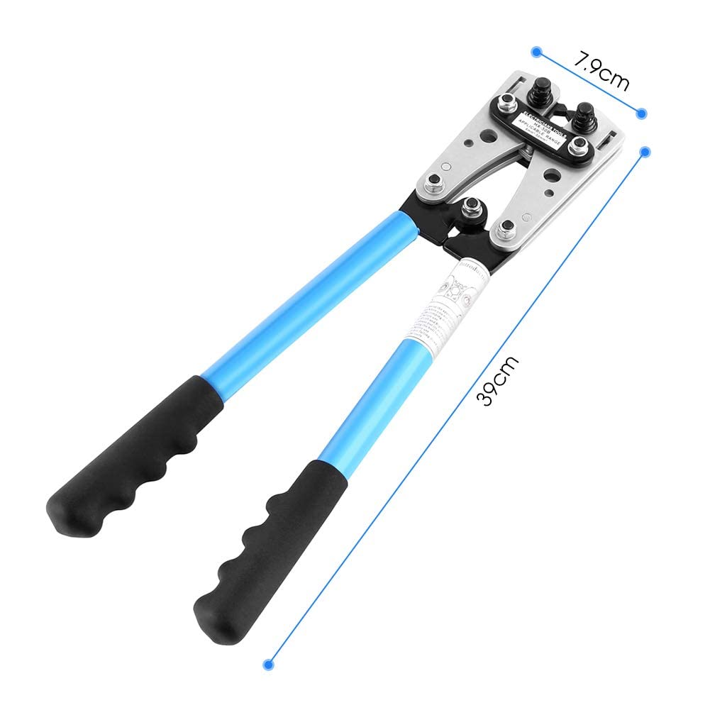 Pince à Sertir Cosse Réglable 6-50 mm², Outil de Sertissage pour Câble de Batterie, Poignées Antidérapantes, Mécanisme Auto-bloquant