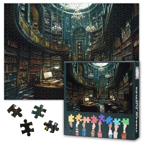 1000 Pieces Jigsaw Puzzles - A Grand Library with Endless Bookshelves,19.7X 27.6 inch Challenging Puzzles for Adults,Home Decor & Family Board Games