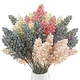 Descripción general del producto: un paquete de flores de grano artificial incluye 6 racimos y está hecho de bonitas partículas de espuma y plástico de alta calidad. Un alambre dentro del tallo lo hace fuerte y se puede dar forma a voluntad. Se ve lleno y apenas tiene mal olor.