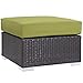 Modway Convene Wicker Rattan Outdoor Patio Square Ottoman in Espresso Peridot