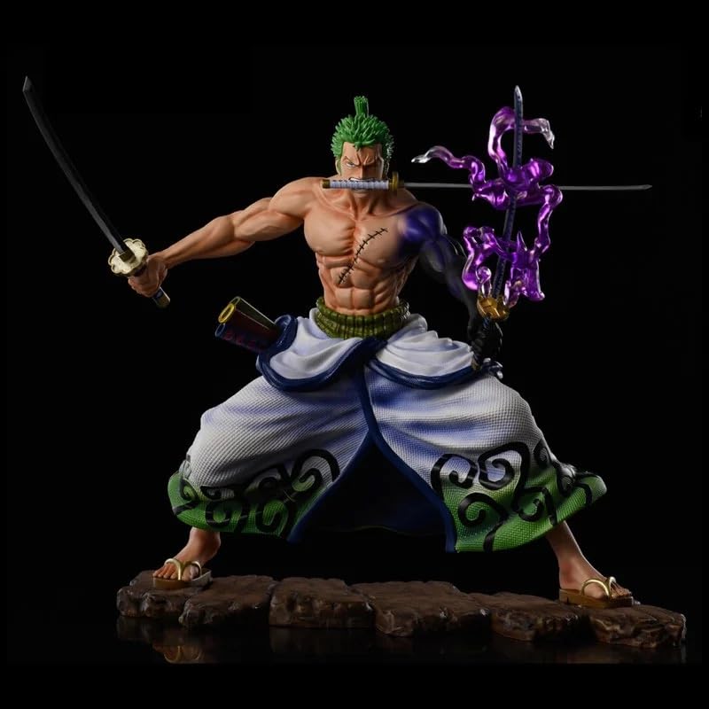 Anime One Piece Figurines Strawhat Monkey D Luffy Trafalgar Law Zoro Ace Sabo Crocodile Shanks Mihawk Buggy Action Collectible Gift Statues for One Piece Anime Manga Fans (Zoro 20cm)