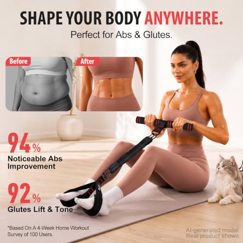 Image of Adjustable Foot Pedal Resistance Band with Handle, Multifunction AB /Core Workout Equipment for Women, 3-in-1 Exercise Bands for Working Out, 30-90lbs Heavy Duty Home Gym Yoga Fitness Equipment