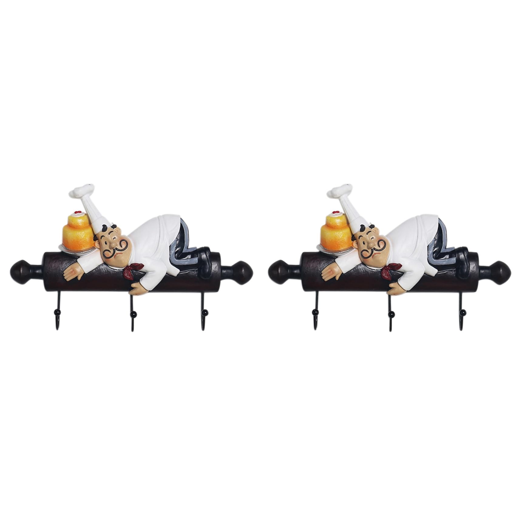 Hndhbfgrt White & Brown 2X Wall Hanging Decoration Cute Decoration Chef Doll Wall Hanging Rack Hook Hanger Suitable For Family Kitchen
