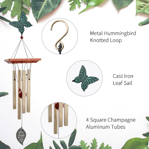 Image of ASTARIN Memorial Custom Wind Chimes for Loss of Loved One, Wind Chimes for Patio Yard Decor, 24'' (Condolences-2)