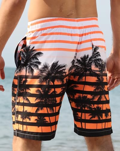 Image of APTRO Men's Swim Trunks 9 inch Quick Dry Bathing Suit Big & Tall Beach Swimsuits, Orange, Small