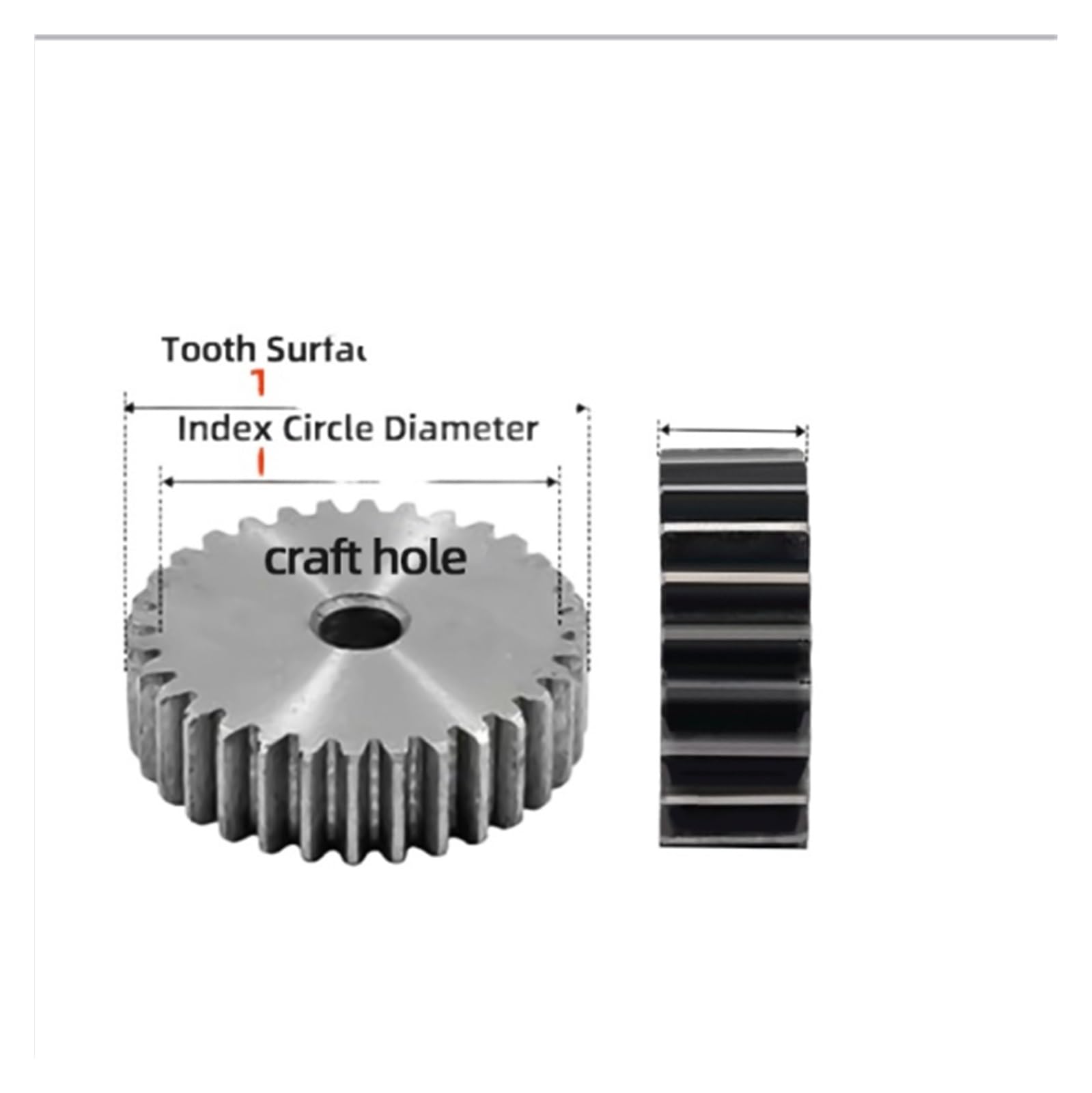 Bevel Gear Pinion Hardware Mechanical 1M 14/15/16/17/18Teeth Gear Rack Spur Gear Precision Machinery Hole Diameter 6mm Industry 45 Steel CNC Pinion(17 Teeth)