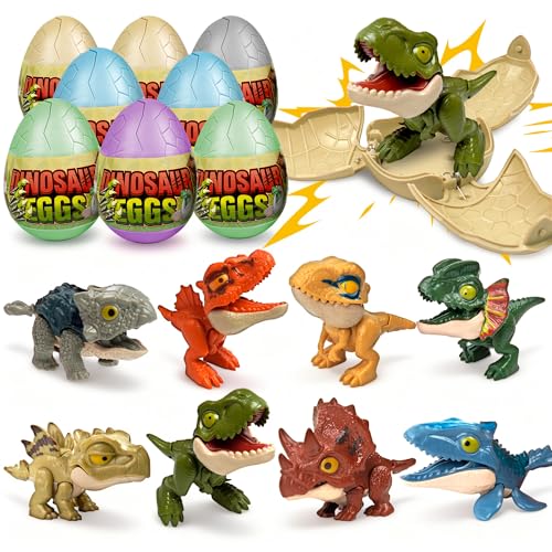 Image of 8 Pack Hatching Dinosaur Eggs for Kids Boys, Travel Toys for Toddlers Kids Dinosaur Party Favors Surprise Toys Birthday Gift for Boys Girls Aged 3 4 5 6 7 8 Year Old Christmas Stocking Stuffer
