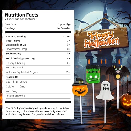 Auebriy Halloween Lollipops Suckers - 24 Pack Fruity Halloween Candy Individually Wrapped, Ghost, Bat, Pumpkin & Monster Lollipops, Spooky Candy for Trick or Treat, Party Favors & Goody Bag Fillers - image 7