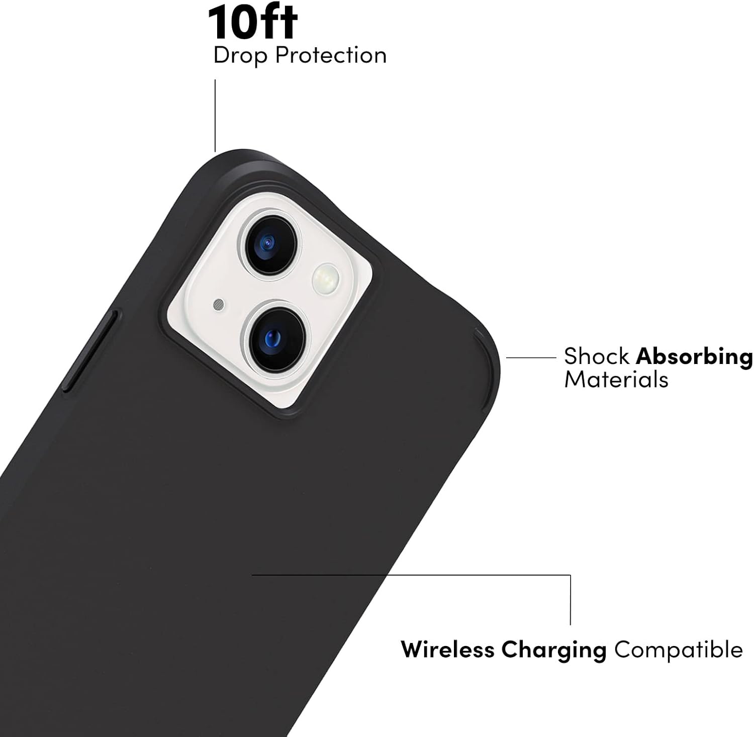 Case-Mate Tough Series iPhone 13 Case with Screen Protector - 6.1" Black [10ft Drop Protection] [Wireless Charging] Case for iPhone 13 with Anti Scratch Tech, 9H Tempered Glass, Shockproof, Slim Fit