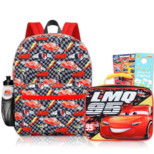 Conjunto de mochila e lancheira Lightning McQueen para crianças e mais