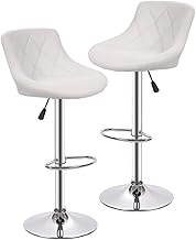 BestOffice Counter Height Bar Stools Set of 2 Swivel Stool Barstools Height Adjustable Bar Chairs with Back PU Leather Swivel Bar Stool Kitchen Counter Stools Dining Chairs