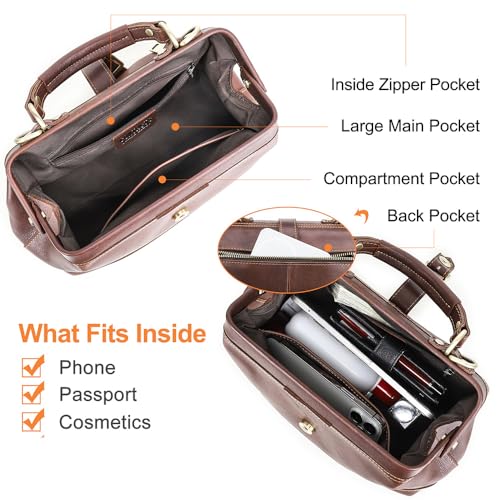 Image of CONTACTS Full Grain Leather Doctor Purse Bag for Women Top Handle Bag Vintage Handbag Shoulder Bag