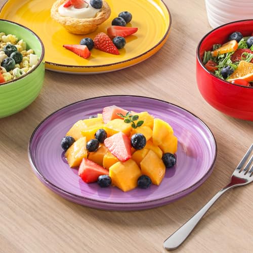 Image of vancasso Bonita Stoneware Dinnerware Sets, 12 Pieces Dishes Set,Polished Round Plates and Bowls Set for 4, Dishwasher and Microwave Safe, Multicolor