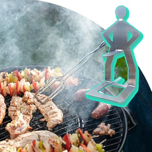 YAPKOLV Grillwursthalter Aus Edelstahl, Kreativer Stehender Mann Wurst Grillständer, Tragbarer Hot Dog Bräter, Hot Dog Grillhalter Für Outdoor Camping Kochzubehör