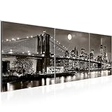 runa art - quadri new york city 120 x 40 cm murale tela non tessuta nero di seppia multipanello moderni decorazione 606733b