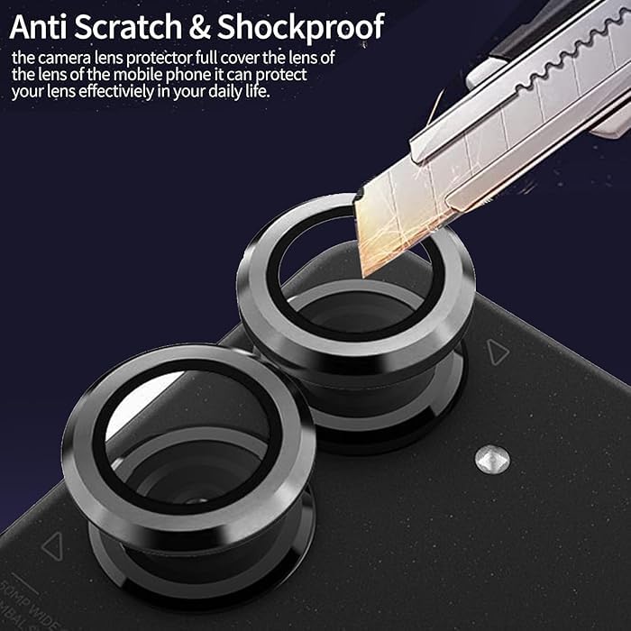 Amazon Brand - Solimo Camera Glass Lens Protector Ring for Nothing Phone 2A Case Friendly with Edge-to-Edge Protector Coverage and Easy Installation (Silver) 11 51YEEb +mZL