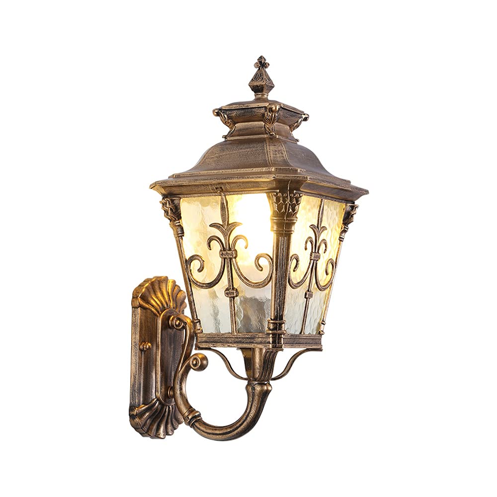 Olskfuh Light Wall Lamp, Outdoor Landscape Ing Wall Lantern Ip65 Waterproof And Rust-Proof Wall Sconce Water-Grained Glass Lampshade Wall Lamp Courtyard Garden Villa Ing,In,
