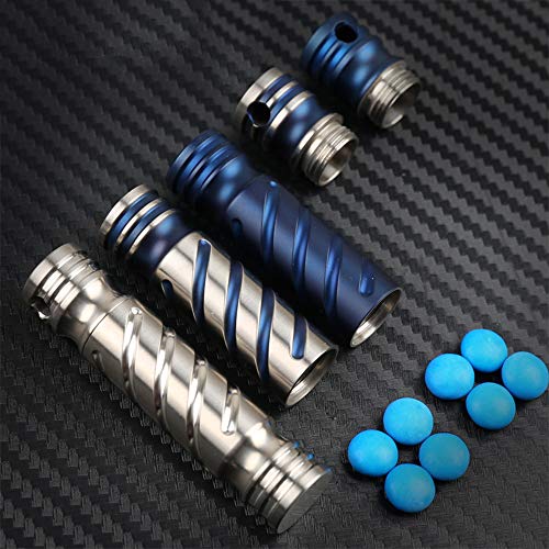 Small Outdoor Waterproof Storage Metal Container, Titanium Keychain Pill Holder ，Portable Mini Pill Organizer For Outdoor Camping Travel (Blue) #TOP4