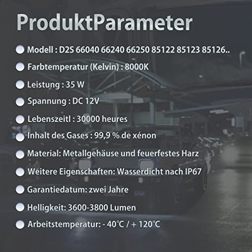 LTONXEN D2S Xenon 8000K Lamp, 12V 35W Koelblauwe Autokoplamp HID Ontladingslamp Vervangingsset, 2 Jaar Garantie. (2… - Afbeelding 8