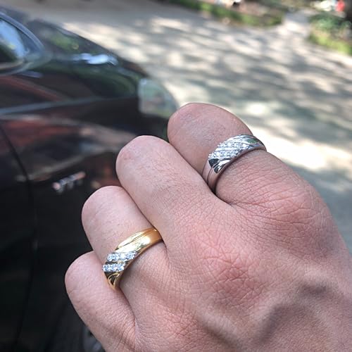 1/4 cttw Round Cut Lab Created Moissanite & Lab Grown Diamond Double Row Men's Women's Wedding Band Ring In 14K Gold Plated Sterling Silver (0.25 Cttw), Gift For Her3