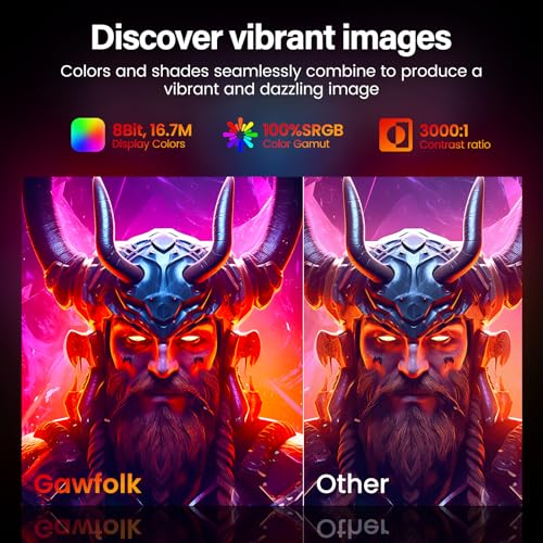 Image of Gawfolk 25 Inch Gaming Monitor, 144hz /180hz Computer Monitor FHD 1080P PC Monitors,Frameless Curved Monitors VA,sRGB 100%, DisplayPort, HDMI,Eye Care, Wall Mount Compatible (Black)