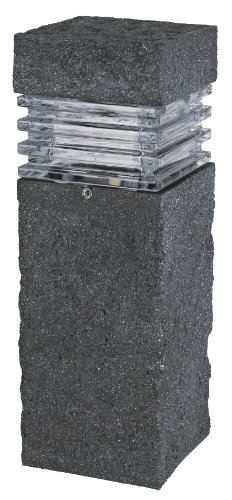 Sterno Home GL33749ST Paradise Low Voltage LED Polyresin Bollard with Textured Stone, Path Light, 3-watt,Black, 1-Pack