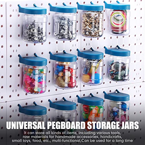 Image of Unittype 20 Set Pegboard Organizer Accessories Peg Boards Jars with Lids Plastic Pegboards Bins Storage Containers Clear Peg Board Wall Organizer for Garage Sewing Office Home Supplies(Dark Blue)