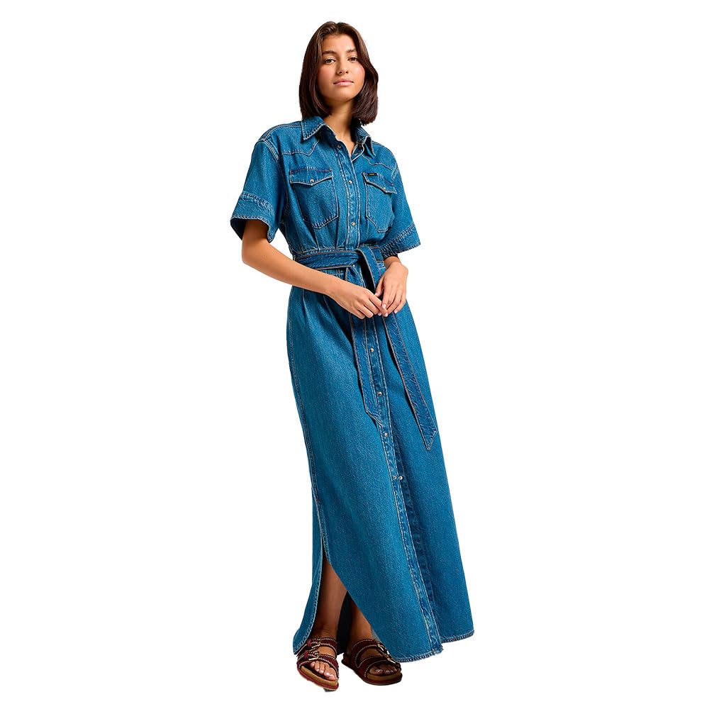 Lee Women's SS Maxi Western Casual Dress, Berry Bowl, S