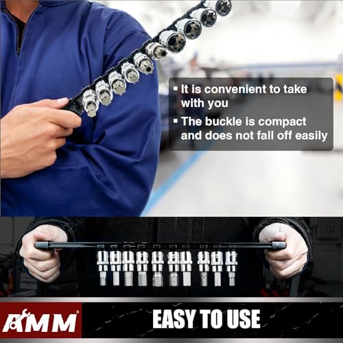 Image of AMM 6-Piece Socket Organizer,3 /8 inch Drive ABS Tools-Socket Holder,Heavy Duty Socket Racks,Premium Quality Socket Clip Rail Holder,The best tool trays in the garage