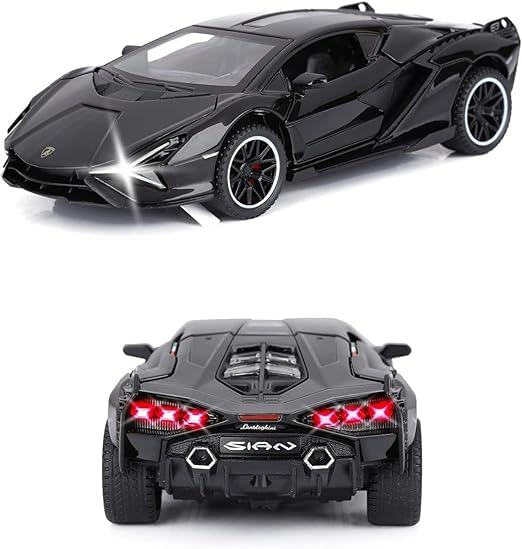 Image of Lamborghini Sian Diecast Car Model 1:32 Scale | Metal Pull Back Super Sports Car Toy | Openable Doors Collectible | Birthday Gift for Kids Boys & Girls (Colour as a per Stock)