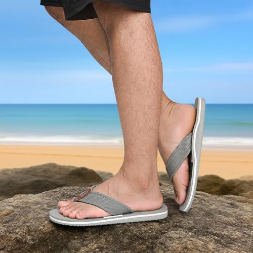 Men's Flip Flops with Arch Support - Beach Sandals Quick-Dry EVA & Woven Straps2