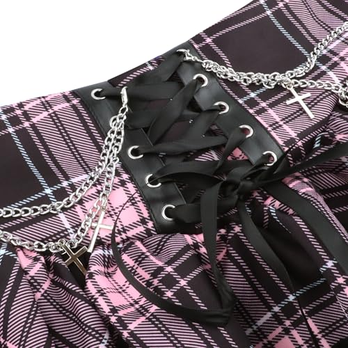 Skirts for Women Lace Up Double Layered Ruffles Skirts Gothic Punk Emo Skirt High Waist Skirt3