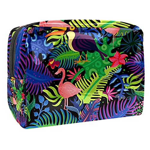 Trousse à maquillage design tropical | Vanity de toilette aux finitions soignées imprimé oiseau