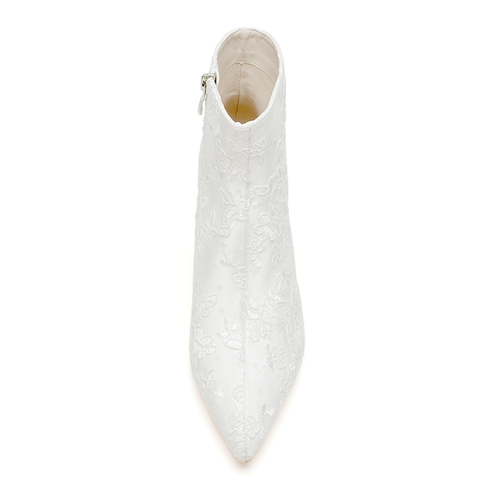 Botas De Novia De Encaje con Tacón Bloque para Mujer Botines De Tobillo Punta Puntiaguda Zapatos De Boda