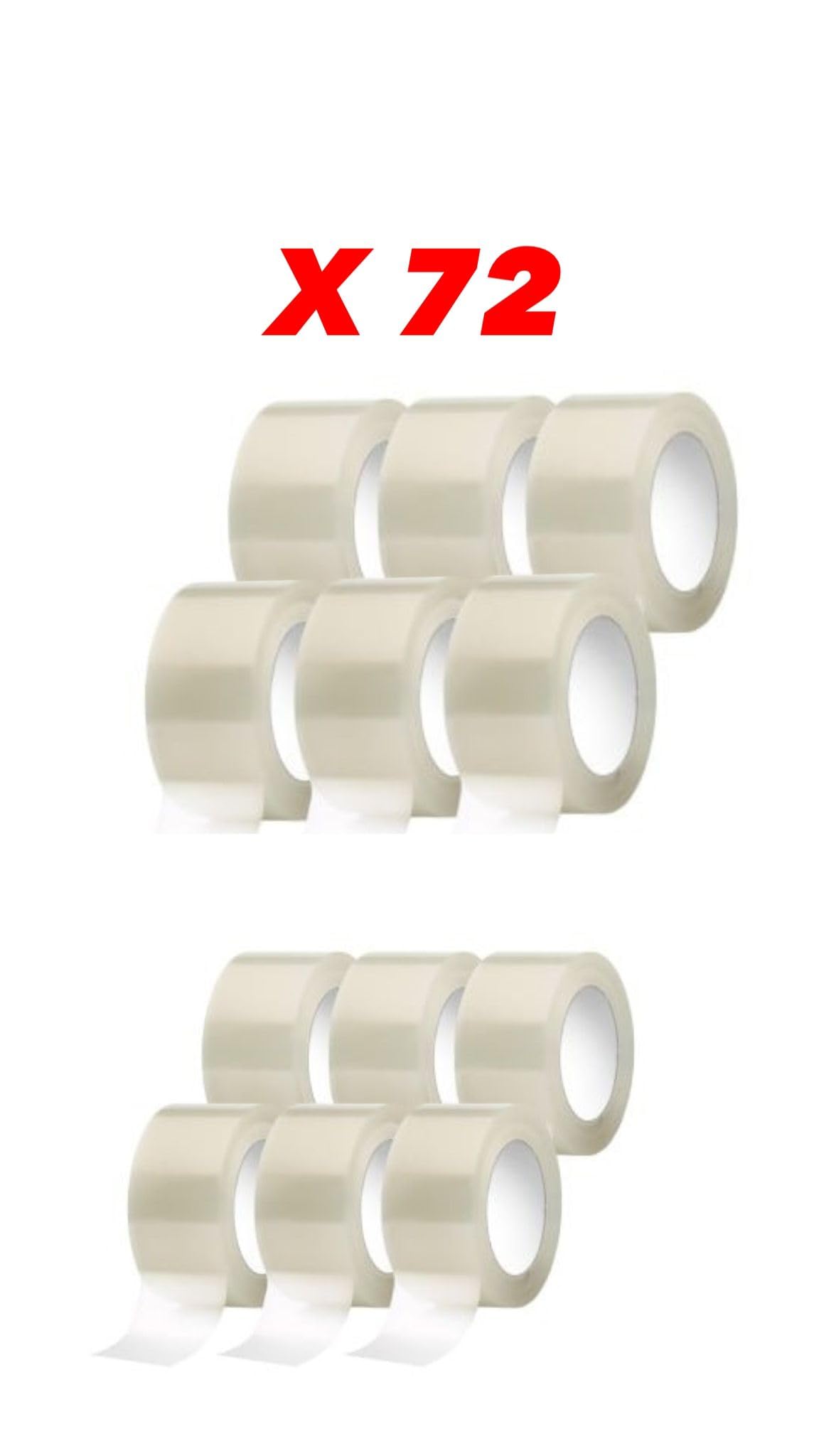 Generico 72 ROTOLI DI NASTRO ADESIVO TRASPARENTE 48X132M IMBALLAGGIO INODORE