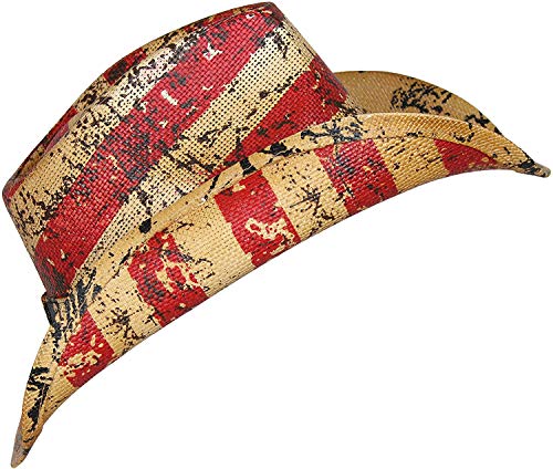Image of MWS American Flag Straw Cowboy Hat, USA One Size