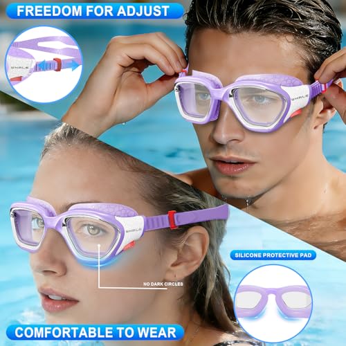 Image of Whale Swim Goggles, HD Anti-Fog Goggles, Unisex | 100% UV Protection | Anti-Fog Design Clear Wide-Angle Underwater View