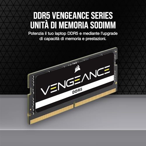 CORSAIR VENGEANCE SODIMM DDR5 RAM 48GB (1x48GB) 5200MHz C44-44-44-84 1.10V Intel XMP 3.0 Memoria per Laptop – Nero (CMSX48GX5M1A5200C44) - RAM - Immagine 1