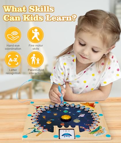 Wooden Magnetic Alphabet Maze Toy for Preschoolers 3-5 Years Old