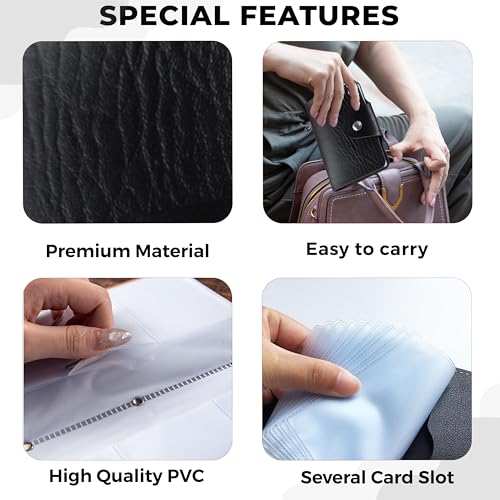 Image of Kraptick Pocket Cards Holder - Compact Lightweight Wallet for Credit and Debit Cards, Multi-Functional Card Organizer, Durable Card Carrier with 16 Slots for Easy Access & Storage (Black) (Pack of 2)