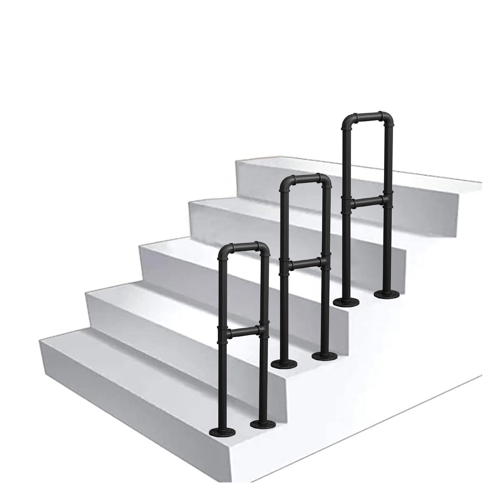 Ybnkkuxkn One Color Handrail U-Shaped Staircase Railing Modern Metal Stair Handrail Railing Pipe Support Poles, For Garden Loft Corridor Grab Rails(95Cm)