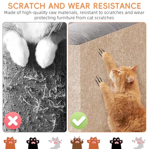 Image of Qpets Cat Scratch Pad, Scratching Pad for Cats, Wall Cat Scratcher Mat, Cuttable Adhesive Pet Scratching Mat for Wall, Cabinet, Couch, Floor (40x100cm)