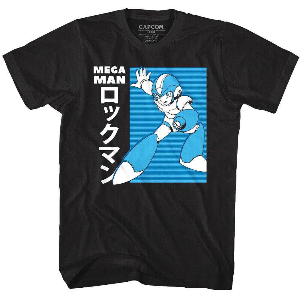 Megaman Japanese Release Men's T-Shirt Rockman Capcom Merch. Black XS