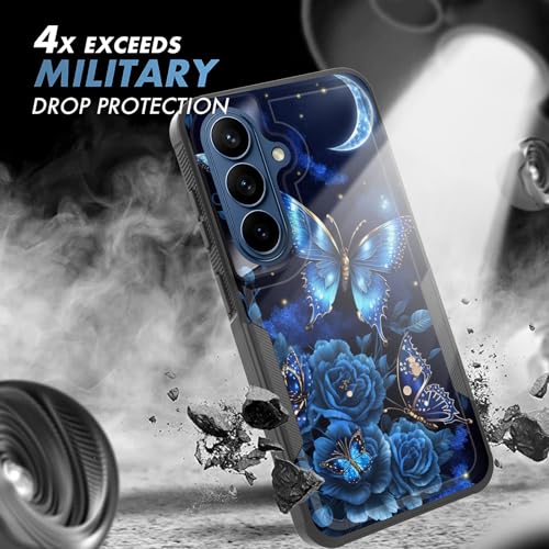 Vobber for Galaxy S26 Case,Heavy Duty Dual Layer Hybrid Hard PC Soft Rubber Shockproof Protective Rugged Bumper Case for Samsung Galaxy S26 6.3 Inch 2026,Butterfly Flower Moon - image 6
