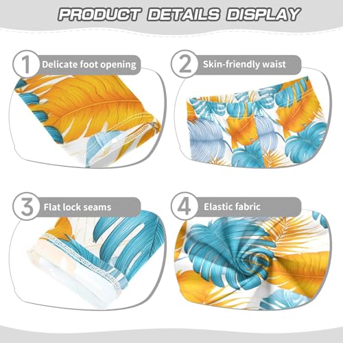 ALAZA Girls' Leggings Children's Yoga Pants Skinny Printed Dance Blue Palm Tree Blue Comfortable 4T2